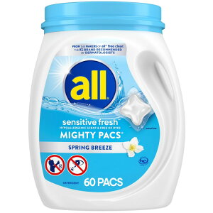 yAJEH}[gizI[ ZVeButbV t̐܃pbN }CeBpbNX 60 all Unit Dose Laundry Detergent, Mighty Pacs, Sensitive Fresh, 60 Count y񂹏iz