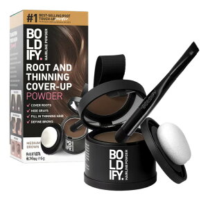 �{���f�B�t�@�C ���[�g�^�b�`�A�b�v�p�E�_�[ �u���V�t�� �~�f�B�A���u���E�� 4g BOLDIFY Root Touch Up Powder with Brush, Water-Resistant, Medium Brown, 4g �y�����񂹏��i�z