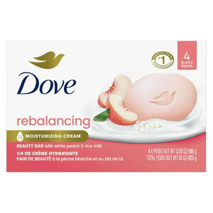 yAJEH}[giz_ r[eB[ oX\[v zCgs[`CX~N I[XL 106g 4 Dove Beauty Bar Soap for Women Rebalancing White Peach & Rice Milk All Skin, 3.75 oz 4 B