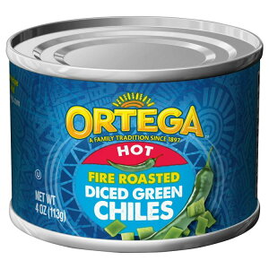�I���e�K �z�b�g�t�@�C���[���[�X�g �_�C�X�J�b�g�O���[���`�� �R�[�V�� 113g Ortega Hot Fire Roasted Diced Green Chiles, Kosher, 4 oz �y�����񂹏��i�z