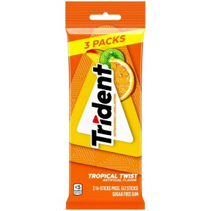 yAJEH}[gizgCfg gsJcCXg VK[t[K 14×3pbN Trident Sugar Free Gum, Tropical Twist, 3 Packs of 14 Regular Size Pieces (42 Total Pieces) y񂹏iz