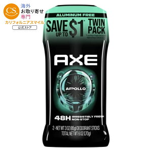 �A�b�N�X �A�|�� �����Y �f�I�h�����g�X�e�B�b�N �Z�[�W���V�_�[�E�b�h�̍��� 85g 2�{�Z�b�g Axe Apollo Long Lasting Men's Deodorant Stick Twin Pack, Sage and Cedarwood �y�����񂹏��i�z
