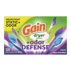 yAJEH}[gizQC{I[_[fBtFX hC[V[g X[p[tbVuXg̍ 120 Gain Plus Odor Defense Fabric Softener Dryer Sheets, Super Fresh Blast Scent, 120 Count