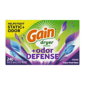 yAJEH}[gizQC{I[_[fBtFX hC[V[g X[p[tbVuXg̍ 240 Gain + Odor Defense Dryer Sheets, Super Fresh Blast Scent, 240 Count y