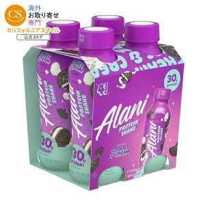 �A���j�k�[ �v���e�C���V�F�C�N �N�b�L�[���N���[�� 355mL 4�{ ����ς���30g Alani Nu Protein Shake, Cookies & Cream, 12 fl oz, 4 Pack, Bottles, 30g Protein, Gluten Free �y�����񂹏��i�z