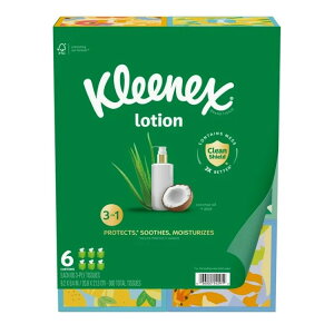 �N���l�b�N�X ���[�V���� �e�B�b�V�� �R�R�i�b�c�I�C���z�� 6�� 1��60������ Kleenex Lotion Facial Tissues with Coconut Oil, 6 Cube Boxes, 60 Tissues per Box, 3-Ply �y�����񂹏��i�z