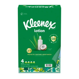 yAJEH}[gizNlbNX [V tFCVeBbV RRibcICz 4 1120 Kleenex Lotion Facial Tissues with Coconut Oil, 4 Flat Boxes, 120 Tissues Per Box, 3-Ply y