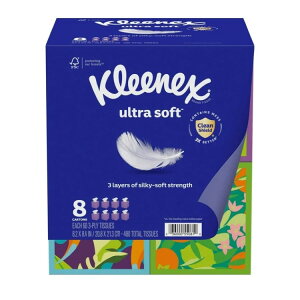 yAJEH}[gizNlbNX Eg\tgtFCVeBbV 8 160 Kleenex Ultra Soft Facial Tissues, 8 Cube Boxes, 60 Tissues per Box, 3-Ply y񂹏iz