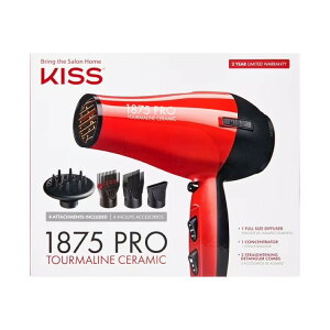 �L�X �v�� �c�A�[�}�����Z���~�b�N �w�A�h���C���[ 1875W 5�_�Z�b�g KISS 1875 Watt Pro Tourmaline Ceramic Styling Edition Hair Dryer, 5 Pieces �y�����񂹏��i�z