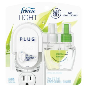 yAJEH}[gizt@u[Y Cg vOF ou[̍ {́{lߑւ1 Febreze Light Plug In Air Freshener, Scented Oil Starter Kit, Bamboo, Starter Kit + 1 Refill y