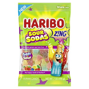 �n���{�[ �T���[�\�[�_�O�~ �I���W�i���A�\�[�g�T���[�O�~�L�����f�B 198g Haribo Sour Soda Gummies Original Assorted Sour Gummy Candy, 7oz �y�����񂹏��i�z