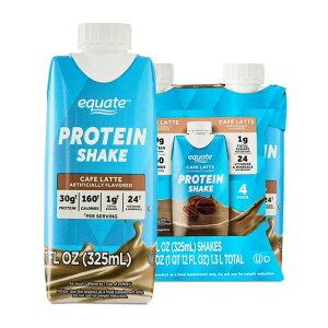 �G�N�G�[�g �v���e�C���V�F�C�N �J�t�F���e 325mL 4�{ Equate Protein Shake, Cafe Latte, 11 fl oz, 4 Count �y�����񂹏��i�z
