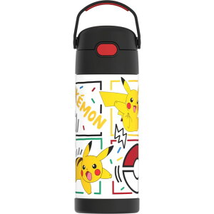 �T�[���X �t�@���e�C�i�[ �|�P���� �L�b�Y �f�M�E�H�[�^�[�{�g�� �X�g���[�t�� ��414mL �X�e�����X�X�`�[�� �R��h�~ Thermos FUNtainer Pokemon Kids Water Bottle with Straw, 14oz Stainless Steel, Leak-Proof �y����