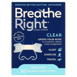 �u���[�Y���C�g �I���W�i�� �@�o�g���e�[�v �N���A �q�����p �X���[�� �~�f�B�A�� 30�� Breathe Right Original Nasal Strips, Clear, Small/ Medium, For Sensitive Skin, 30 Count �y�����񂹏��i�z
