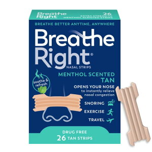 �u���[�Y���C�g �G�N�X�g���X�g�����O�X �@�o�g���e�[�v �����g�[���̍��� 26�� Breathe Right Extra Strength Nasal Strips, Menthol Scented, Drug-Free, 26 Count �y�����񂹏��i�z