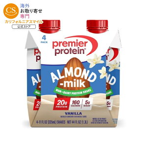 �v���~�A�v���e�C�� �A�[�����h�~���N�V�F�C�N �o�j�� ����ς���20g 325mL 4�{ Premier Protein Almond Milk Shake, Vanilla, 20g Protein, 11 Fl Oz, 4 Ct �y�����񂹏��i�z