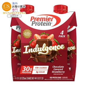 �v���~�A�v���e�C�� �C���_���W�F���X �V�F�C�N �`���R���[�g�J�o�[�h�X�g���x���[ ����ς���30g 325mL 4�{ Premier Protein Indulgence Protein Shake, Chocolate Covered Strawberry, 11 fl oz, 4 Ct �y�����񂹏��i
