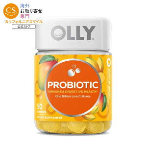 �y�|�C���gUP��18��-30���z�I���[ �v���o�C�I�e�B�N�X �O�~ �}���S�[�� 50�� OLLY Probiotic Gummy, Immune & Digestive Health, Probiotic, Mango, 50 Count �y�����񂹏��i�z