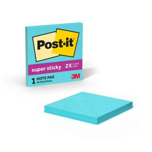 yAJEH}[giz|XgECbg Sm[g 7.6cm × 7.6cm ANAu[ 1 Post-it Super Sticky Notes, 3 in x 3 in, Aqua Blue, 1 Pad y񂹏iz