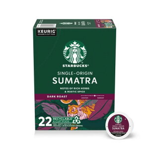 �X�^�[�o�b�N�X �X�}�g�� �_�[�N���[�X�g �R�[�q�[ K�J�b�v 22���� Starbucks Sumatra, Hot or Iced Coffee, Dark Roast K-Cup Coffee Pods, 22 Count? �y�����񂹏��i�z