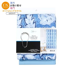 ���C���X�e�C�Y �u���[���_���I�� �V�����[�J�[�e���Z�b�g PEVA���C�i�[ ���^���t�b�N�t ��183×183cm 14�_ Mainstays 14-Piece Blue Medallion Shower Curtain Set ? Fabric Curtain, PEVA Liner & Meta �y�����񂹏��i�z