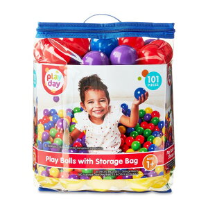 �v���C�f�C �J���t�� �v���X�`�b�N���{�[�� 100�� ���a��6.4cm 1�Έȏ� Play Day Multicolor Plastic Play Balls, 100 Count, 2.5 in, Ages 1+ �y�����񂹏��i�z