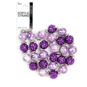�J�Y��DIY �p�[�v�� �V�����o�����X���[���r�[�Y�X�g�����h �V���o�[�����f���X�y�[�T�[�t�� 62�� Cousin DIY 17 inch Acrylic Purple Shamballa and Swirl Bead Strand with Silver Ro �y�����񂹏��i�z