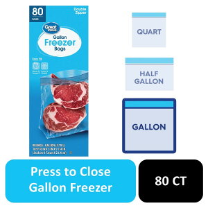 �O���[�g�o�����[ �t���[�U�[�K�[�h ��3.79L �_�u���t�@�X�i�[�Ⓚ�ۑ��� 80�� Great Value Freezer Guard Double Zipper Gallon Freezer Bag, 80 Count �y�����񂹏��i�z