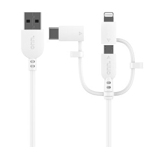 �I�� 3in1�[�d�P�[�u�� ��1.8m �z���C�g onn 6ft 3-in-1 Charging Cable, USB-A to Micro-USB/Lightning/USB-C Cable, White - Compati �y�����񂹏��i�z
