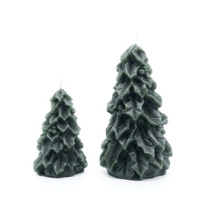 �}�C�e�L�T�X�n�E�X �c���[�L�����h�� ������ ��11cm��18cm 2�{�Z�b�g �O���[�� My Texas House Holly Christmas Tree Candles, 4.5inch & 7inch, Unscented, Green, 2 Count �y�����񂹏��i�z