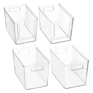 �y�E�H���}�[�gPB�z���C���X�e�C�Y �p���g���[���[�{�b�N�X 4�_�Z�b�g Mainstays 4-Piece Plastic Deep Pantry Bin Set, Clear �y�����񂹏��i�z