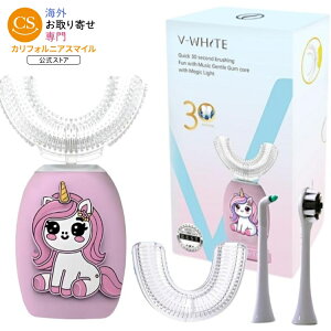 V-WHITE �d�����u���V �q���p �����g�� U���^���u���V �s���N V-WHITE Electric Toothbrush Kids- Ultrasonic U-Shaped Toothbrushes Pink �y�����񂹏��i�z