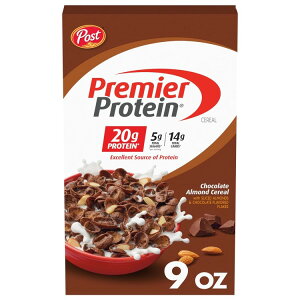 yő1000~OFFN[|z|Xg v~AveC `R[g A[h VA 255g Post Premier Protein Chocolate Almond Cereal, Chocolatey Protein Cereal Flakes with Sliced Almonds 9 OZy񂹏i