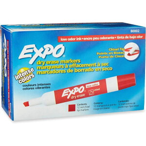ySiΏہE펞2300~E3800~E41000~OFFN[|zGLX| LzCg{[h}[J[ `[`bv bh 12{EXPO Low Odor Dry Erase Markers, Chisel Tip, Red, 12 County񂹏