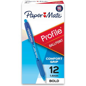 ySiΏہE펞2300~E3800~E41000~OFFN[|zy[p[Cg gN^u{[y u[ 12{  Paper Mate Profile Retractable Ballpoint Pens, Bold Point (1.4mm), Blue, 12 County