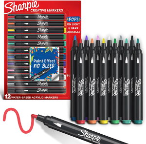 yő1000~OFFN[|zV[s[ NGCeBu}[J[ ubg`bv 12F SHARPIE Creative Markers, Water-Based Acrylic Markers, Bullet Tip, Assorted Colors,12 County񂹏izy킹Ĕ