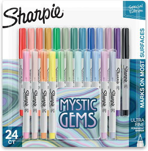 yő1000~OFFN[|zV[s[ }[J[ ɍ׎ ~XeBbN WF J[ }[J[ A\[g 24{ SHARPIE Permanent Markers, Ultra-Fine Point, Featuring Mystic Gem Color Markers, Assorted, 24 Count y