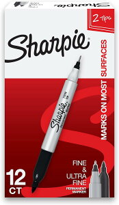 ySiΏہE펞2300~E3800~E41000~OFFN[|zV[s[ cC`bv }[J[ ׎Ƌɍ׎  12 { SHARPIE Twin Tip Permanent Markers Fine and Ultra Fine Black 12 Count y񂹏