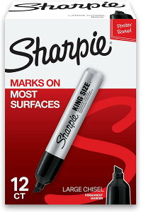 【最大1000円OFFクーポン】シャーピー キングサイズパーマネントマーカー チズルチップ 12本入り ブラック Sharpie King Size Permanent Markers Chisel Tip Markers for Work & Industrial Use, 12 Count【お取り寄せ商