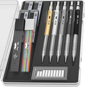 yő1000~OFFN[|z~X^[^V[vyVZbg y cƏStBt 5TCYMr. Pen- Metal Mechanical Pencil Set with Leads and Eraser Refills, 5 Sizes metaly񂹏izy
