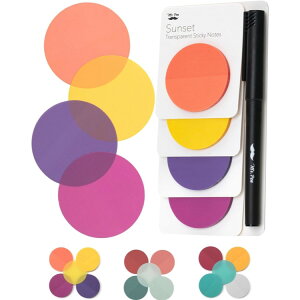 【全品対象・常時2個300円・3個800円・4個1000円OFFクーポン】Mr.ペン 半透明付箋 丸形 サンセットカラー 200枚 ペン付き Mr. Pen- Transparent Sticky Notes, 200 Pcs, sunset Colors【お取り寄せ商品】【合わせて