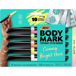 rbN {fB}[N {fBA[g}[J[ pXe|bv 5FZbg BIC BodyMark Body Art Markers, Pastel Pop, Flexible Brush Tip, 5-Count y񂹏izy킹Ĕz