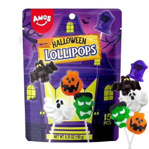 yő1000~OFFN[|zAX nEB LfB |bv X^[ ~bNXt[c oGeBpbN 15 Amos Halloween Candy Lollipop, Monster Variety Suckers Individually Wrapped,y