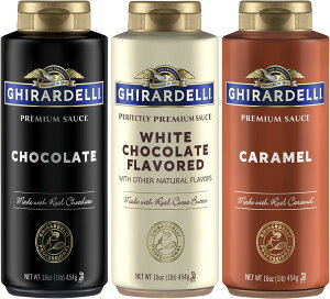 yő1000~OFFN[|zMf XNC[Y{g L `R[g zCg`R[g e454g 3 ZbgGhirardelli Squeeze Bottles - Caramel, Chocolate & White Chocolate - Set of 3 y