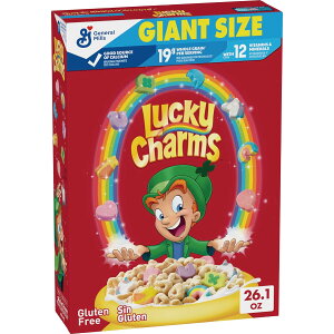 yő1000~OFFN[|zbL[`[ Oet[ VA }V} Lucky Charms Gluten Free Cereal with Marshmallows, Kids Breakfast Cereal, Giant Size, 26.1 oz y񂹏izy킹Ĕ