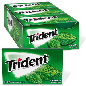 gCfg VK[t[K 12pbN Iׂ10̃t[o[ Trident Spearmint Sugar Free Gum, 12 Packs of 14 Pieces (168 Total Pieces) y񂹏izy킹Ĕz