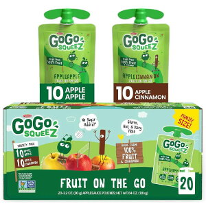 yő1000~OFFN[|zS[S[XNC[Y t[c I U S[ oGeBpbN Abv Vi 20 GoGo squeeZ Fruit on the Go Variety Pack, Apple & Cinnamon, 3.2 oz (Pack of 20)y񂹏