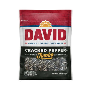 yő1000~OFFN[|zfCrbh NbNhybp[  [Xg W{ Ђ܂̎ 149g(5.25 oz) 12 pbN DAVID Cracked Pepper Flavored Salted and Roasted Jumbo Sunflower Seeds, 5.25 OZ, 12 Pack y