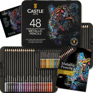 ySiΏہE펞2300~E3800~E41000~OFFN[|zLbXA[gTvC 48F ^bNFMZbg Castle Art Supplies 48 Piece Metallic Colored Pencil Set y񂹏izy킹