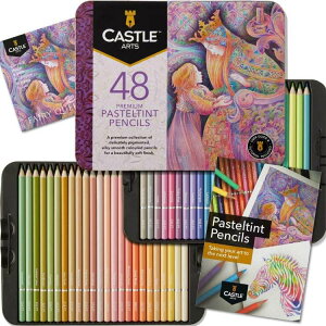 ySiΏہE펞2300~E3800~E41000~OFFN[|zLbXA[gTvC pXeeBg ʓFM 48 {Zbg Castle Art Supplies 48 Piece Pasteltint Tin Colored Pencils Set y